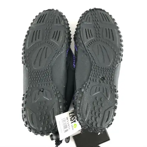 Easy USA Womens Water Shoes Slip On Mesh Drawstring Purple Black Size 6