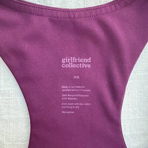 Girlfriend Collective Plum Paloma Racerback Sports Bra XS Activewear Maroon