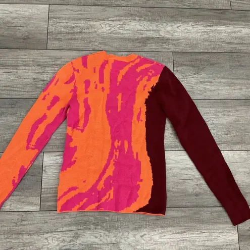 Weekday Maya Jacquard Knit Top Abstract Print Long Sleeve Sweater Size M