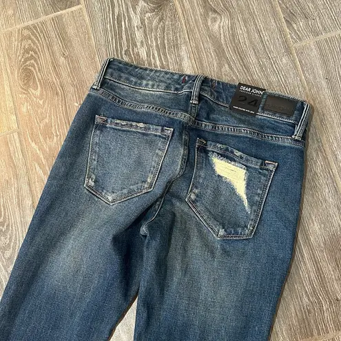 Dear John ⭐️New⭐️ bootcut Sloane distressed 24 waist dyed denim jeans NWT