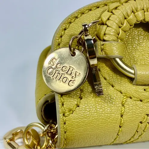 See By Chloe Keyring With Leather Pouch Goat Leather Pure Yellow NEW Gift