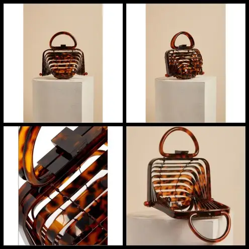 Cult Gaia ππ Lillith Bag ~ Tortoise Acrylic Mini Top Handle Bag Collapsible