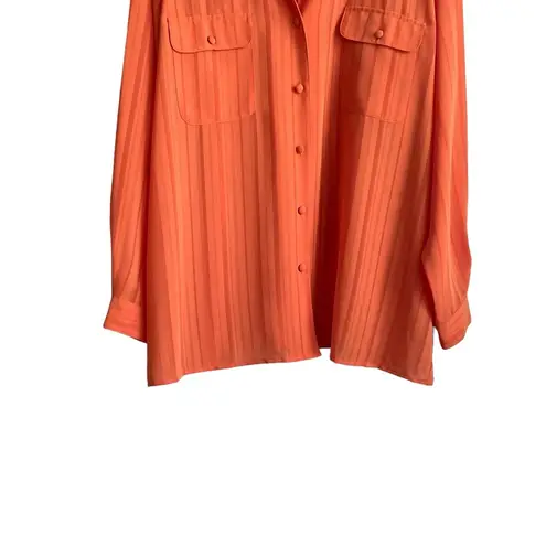 Liz Baker Women Tunic Top 22W Orange Button Up Career Workwear Modern Flowy