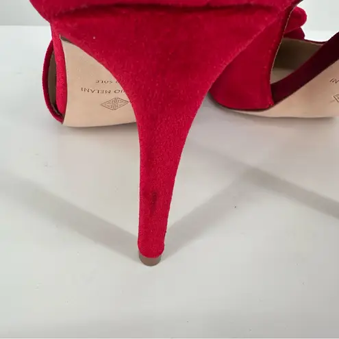 Antonio Melani  Ester Red Velvet High Heels size 8 Side Cutouts Romantic Rosette