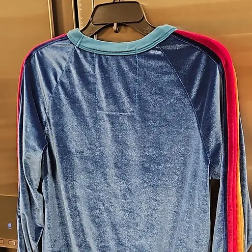 Aviator Nation 💕💕 Classic Velvet Relaxed Sweatshirt ~ Vintage Blue XS