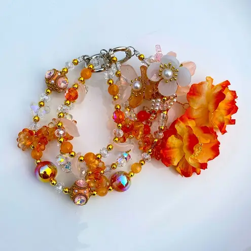 Handmade 🧡Luxury Bag/Phone Chain Charm/Keychain Triple-Layer Flowers Fancy Crystal Beads