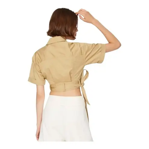 Derek Lam Collective Crosby Reagan Utility Crop Top Wrap Shirt Size 6