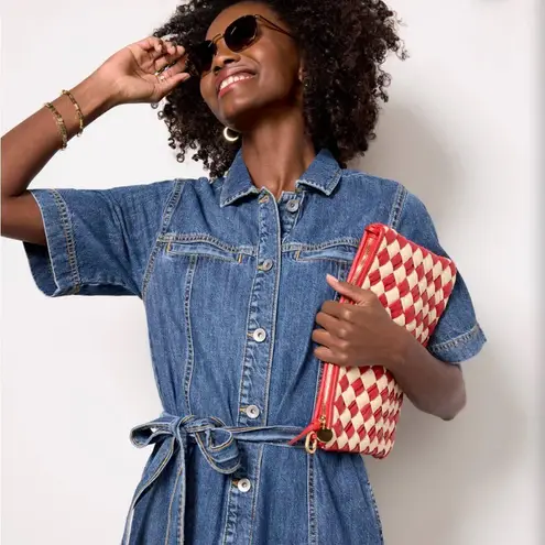 Clare V. Puffy Woven Tote Red