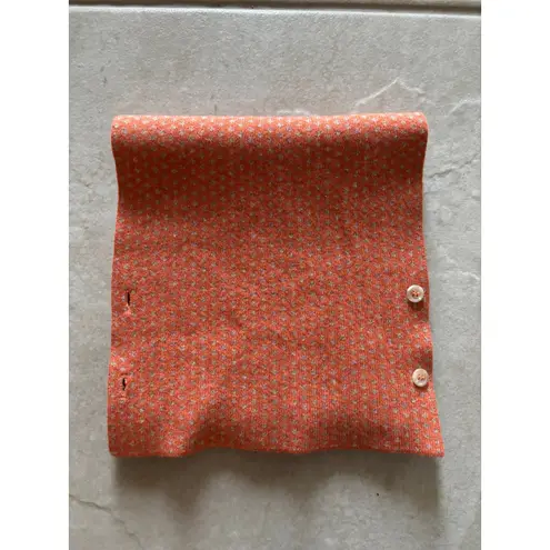 Cashmer Italy Sweater Womens Large Orange Scarf Button Back Ski Luxury Academia