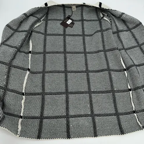Escio Cardigan Sweater Womens M Toggle Button Windowpane Plaid Ivory Black NEW Multiple Size M