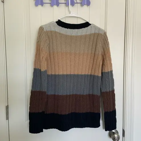 EUC | Poof Excellence women’s neutral colored striped‎ acrylic sweater — medium Tan