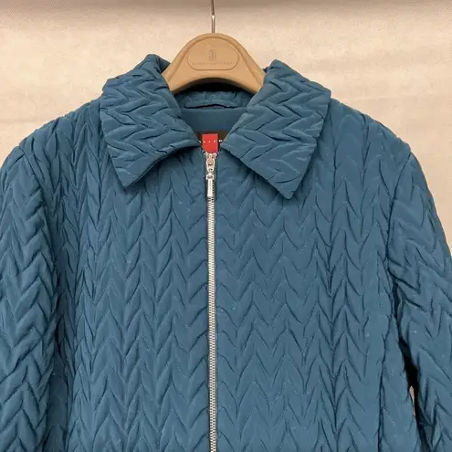 Gallery Woman Womens Sz Medium M Teal Blue Zip Up Pockets Mid Weight Quilted