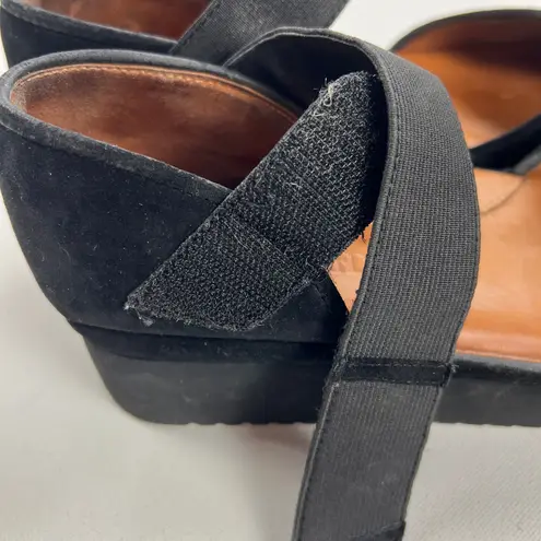 L’Amour des Pieds Amadour Peep Toe Mary Jane Platform Sandal Black Suede Size 8M