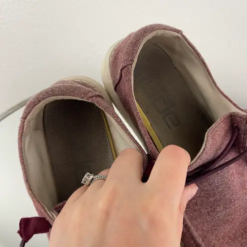 Hey Dude Womens Burgundy Wendy Fabric Drawcord Casual Slip On Loafer Shoes