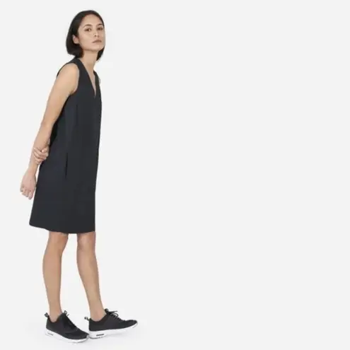 Everlane The Cotton Poplin Black V-Neck Tank Dress 00