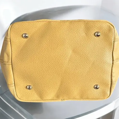 Tignanella Tignanello Yellow Pebbled Leather Buckle Tote Shoulder Bag