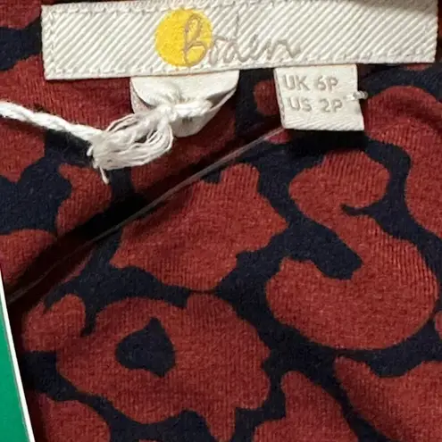 Boden Ruched Front Jersey Knit Midi Dress Spiced Apple Abstract Camo US Size 2P Blue