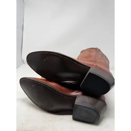 Laredo Women's Western Cowboy Boots Brown Leather Stitching Square Toe Size 7.5B