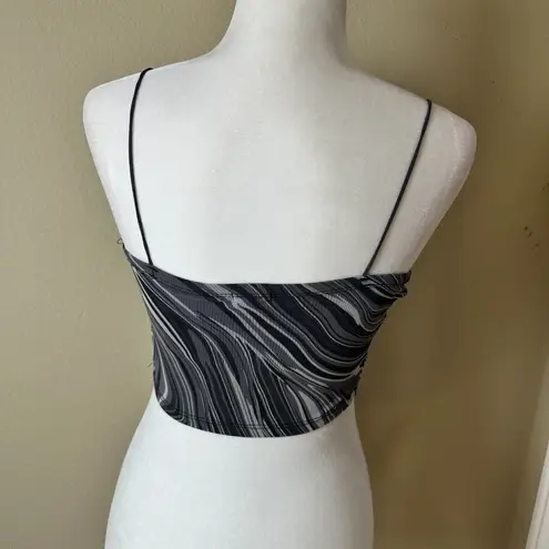 Garage Sheer Crop Top Grey Print Size Small Camisole Tank Top