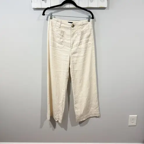 Maeve Colette Linen Blend Crop Wide Leg Pants Size 27 White Chalk EUC