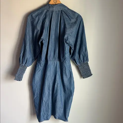 Veronica Beard Allie Ruched Chambray Minidress XS