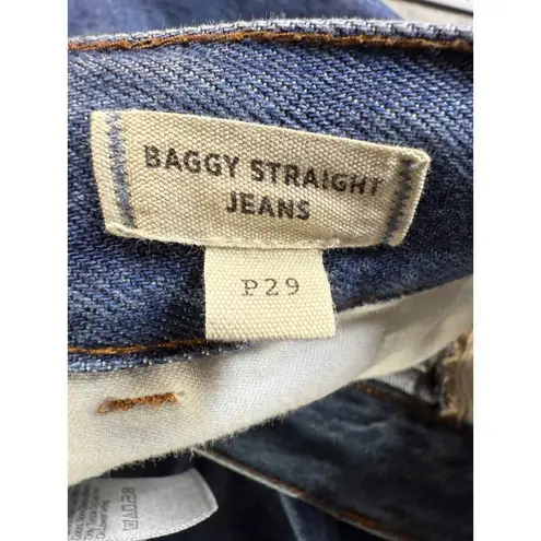 Madewell  Womens Baggy Straight Jeans Denim Blue Lyocell Blend‎ Size 29 Petite