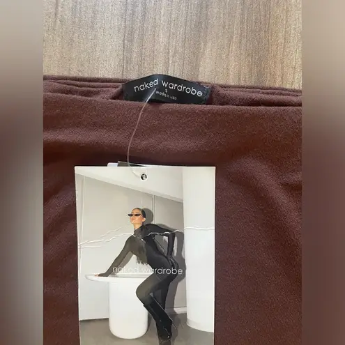 Naked Wardrobe NWT MIDI Skirt in Chocolate Brown Sz Small $54