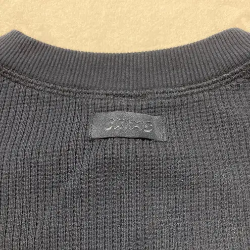 SKIMS Navy Heavy Waffle Knit Henley XS