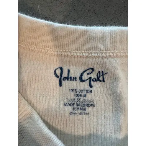 John Galt Cream Baby Tee Graphic Print Short Sleeve Cotton Women's Top