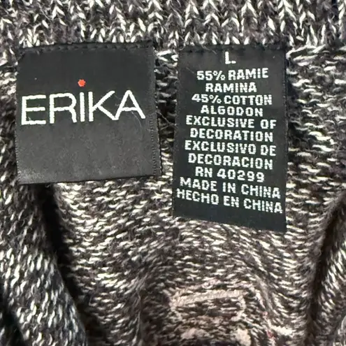 Erika Vintage Christmas Sweater Vest Women's Large Gray Snowman & Santa Design