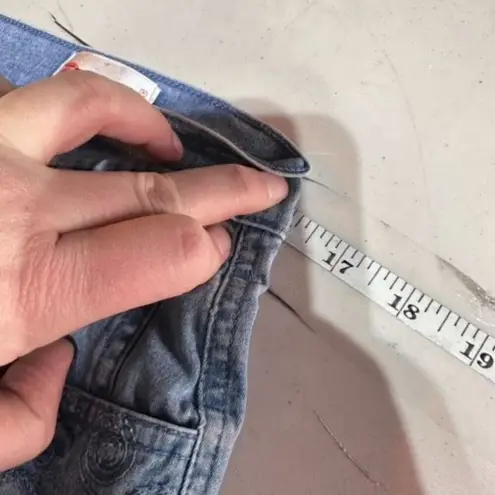 Acezung heavily embroidered boho straight leg hi rise jeans light wash size 10 Blue