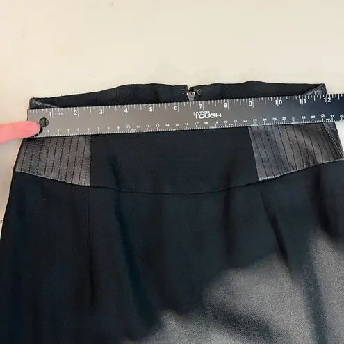 Shiatzy Chen Pencil Skirt S Italian 40 Black Wool Blend Faux Leather Designer