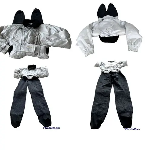 Obermeyer Vintage Ladies Ski Suit Sz 10 Iridescent 1 Piece Stirrups Embr…