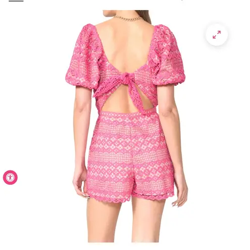 Adelyn Rae PRAYA TIE BACK CROCHET LACE SORBET PINK ROMPER