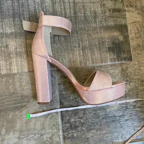 Dream Paris Chunky Heel Platform Sandals sz 6 Pink Metallic Ankle Strap Cocktail Party Event