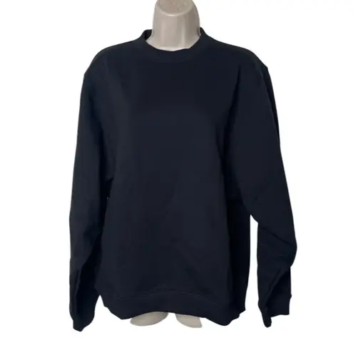 Lunya Cozy Fleece Crew Black Oversized Sweatshirt sz XS S