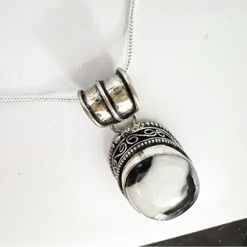 925 Sterling Silver White buffalo Turquoise Necklace Womens Gemstone Jewelry Black