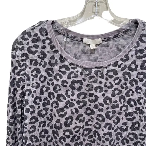 Ultra Flirt Leopard Print Thermal Long Sleeve Top Grey Size XL New