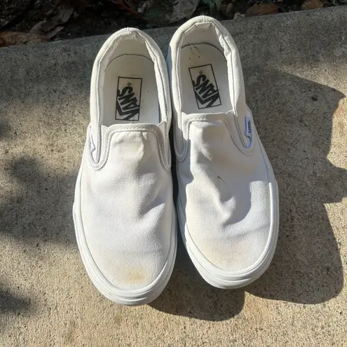 Vans White Slip On