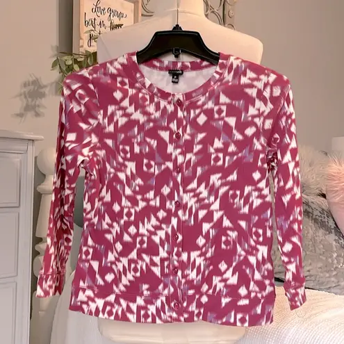 Rafaella Sweater Cardigan Lightweight Petite S New Fuchsia Pink Purple Cotton