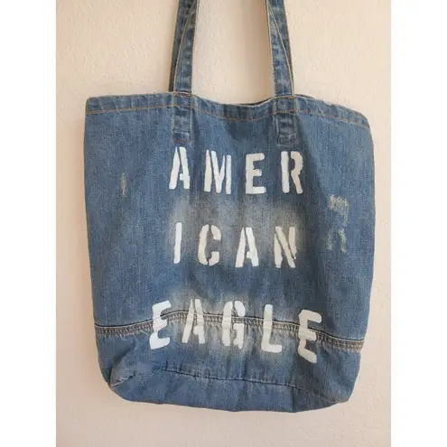 American Eagle  Womens Jean Denim Bag Shoulder Tote distressed Ladies Pur…