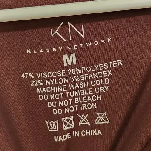 Klassy Network Brown Knit Ribbed Sleeveless Sweetheart Maxi Brami Dress Medium