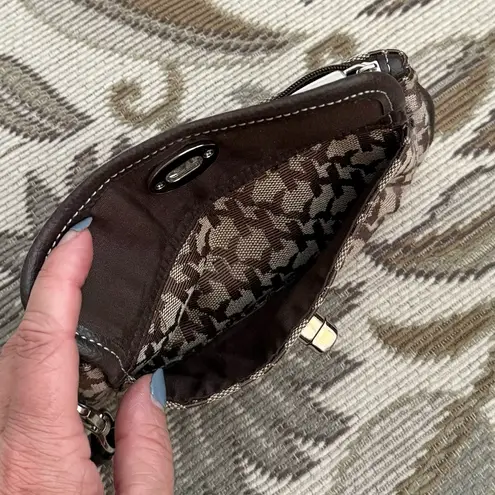 NY&C New York & Company Wristlet Wallet Monogram Logo AOP Brown