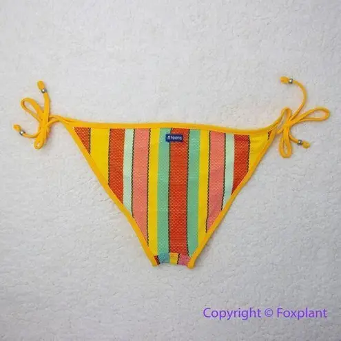NEW Banana Moon rainbow stripes string tie up teens bikini bottom, size M Yellow Size M