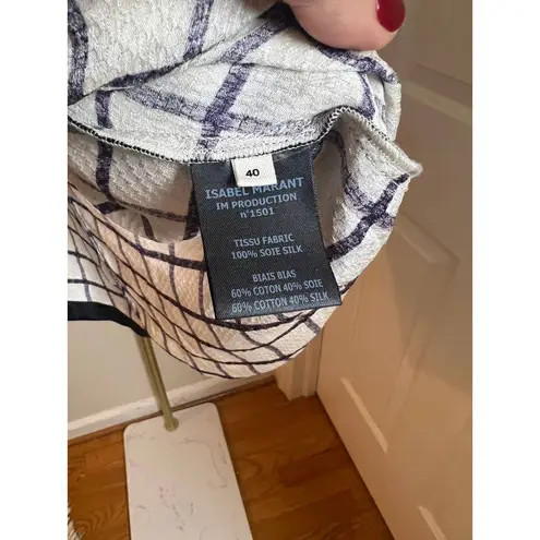 Isabel Marant Etoile White Check Silk Blouse Sz. 40 (US L/8)