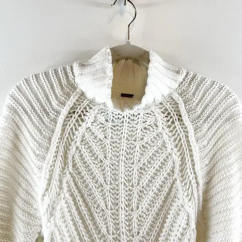 Free People  Sweetheart 100% Cotton Long Sleeve Mock Neck Knit Sweater White XS