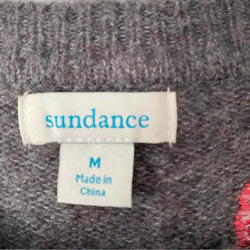 Sundance Evermore Bloom Embroidered Floral Charcoal Sweater size medium