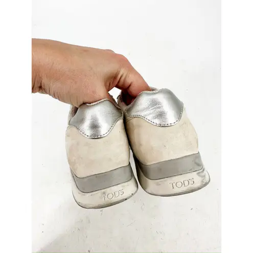 Tod's Tod’s Silver Beige Perforated Leather Sportivo Active Sneakers Size 36