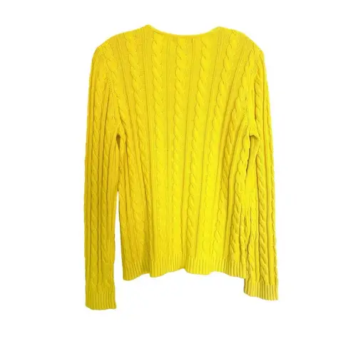 Lauren Ralph Lauren Yellow Cable Knit 100% Cotton V Neck Sweater Sz L Size L