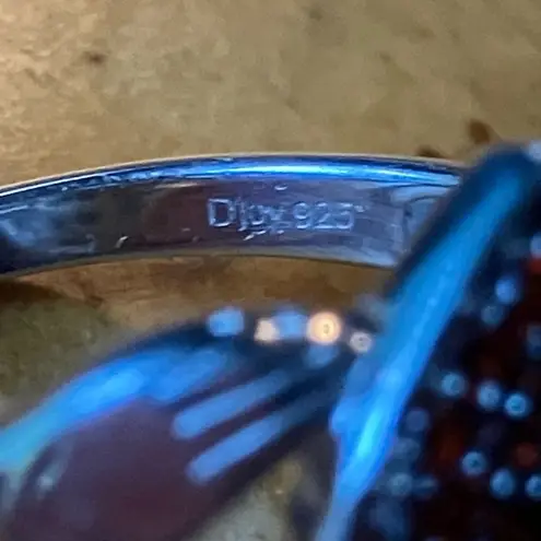 Natural Red Garnet Sterling Silver Claddagh Ring Size 6